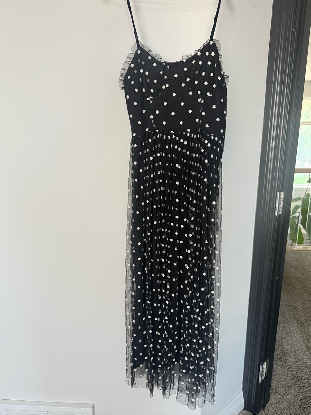 Black Polka Dot Tulle Slip Dress